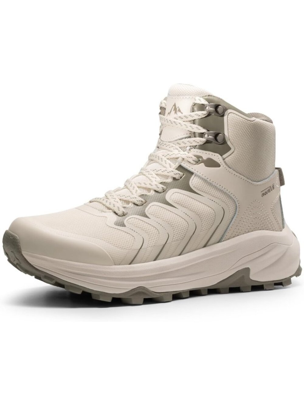 Men's Khaki Waterproof Shoes Casual High Top Round Toe Non Slip Hiking Boots